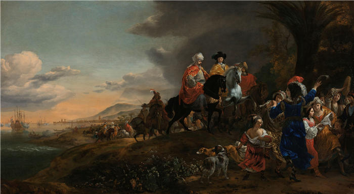 扬·巴普蒂斯特·维尼克斯(Jan Baptist Weenix,荷兰画家)高清作品-《前往伊斯法罕的荷兰大使 (1653 - 1659)》