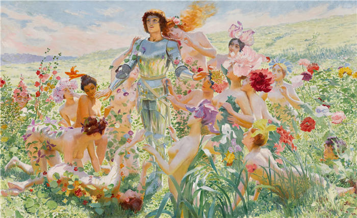 乔治·安托万·罗切格罗斯（Georges Antoine Rochegrosse，法国画家）高清作品-《花骑士》