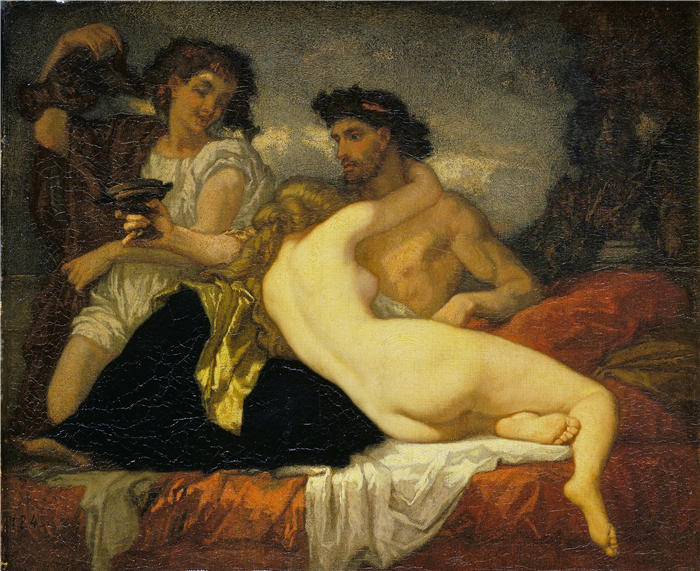 托马斯·库图尔（Thomas Couture，法国画家）高清作品-《贺拉斯和莉迪亚 (1843)》