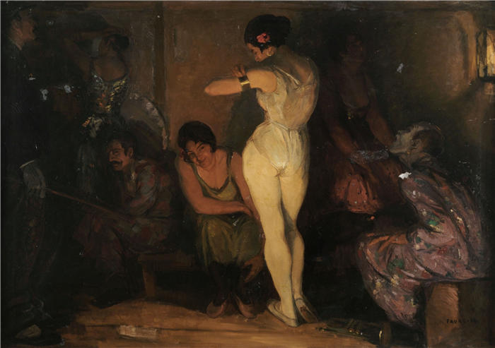 阿曼杜斯·福尔(Amandus Faure,德国,1874-1931)作品-Hinter der Manege (1918)