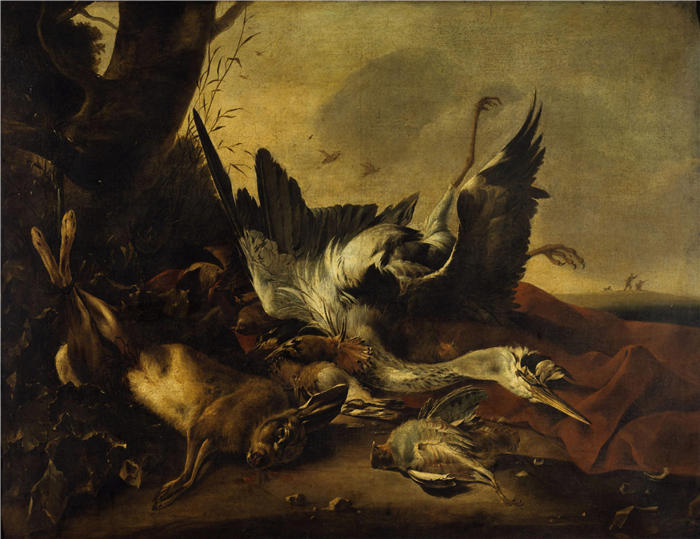 扬·巴普蒂斯特·维尼克斯（Jan Baptist Weenix，荷兰画家）高清作品-《猎杀场（1621-1661）》