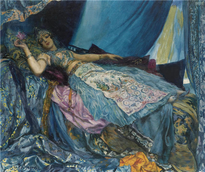 乔治·安托万·罗切格罗斯（Georges Antoine Rochegrosse，法国画家）高清作品-《蓝公主》