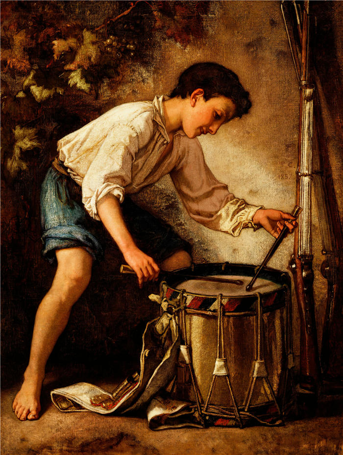 托马斯·库图尔(Thomas Couture,法国画家)高清作品-《鼓手男孩 (1857)》