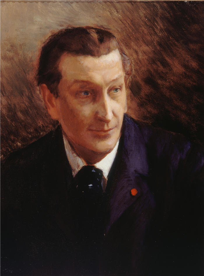 乔治·安托万·罗切格罗斯（Georges Antoine Rochegrosse，法国画家）高清作品-《弗朗索瓦·科佩 (1842-1908)，剧作家和诗人的肖像 (1900)》