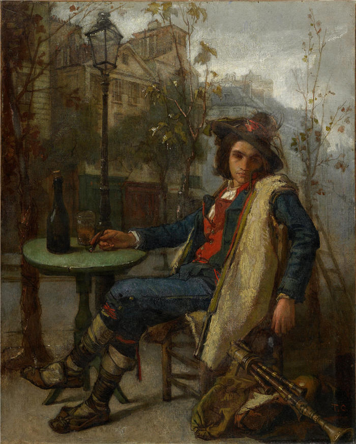 托马斯·库图尔（Thomas Couture，法国画家）高清作品-《年轻的意大利街头音乐家（约 1877 年）》