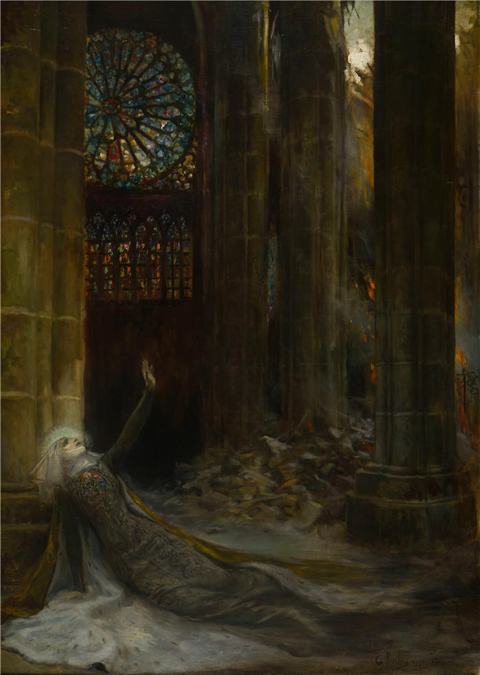 乔治·安托万·罗切格罗斯（Georges Antoine Rochegrosse，法国画家）高清作品-《大教堂内部 (1915)》