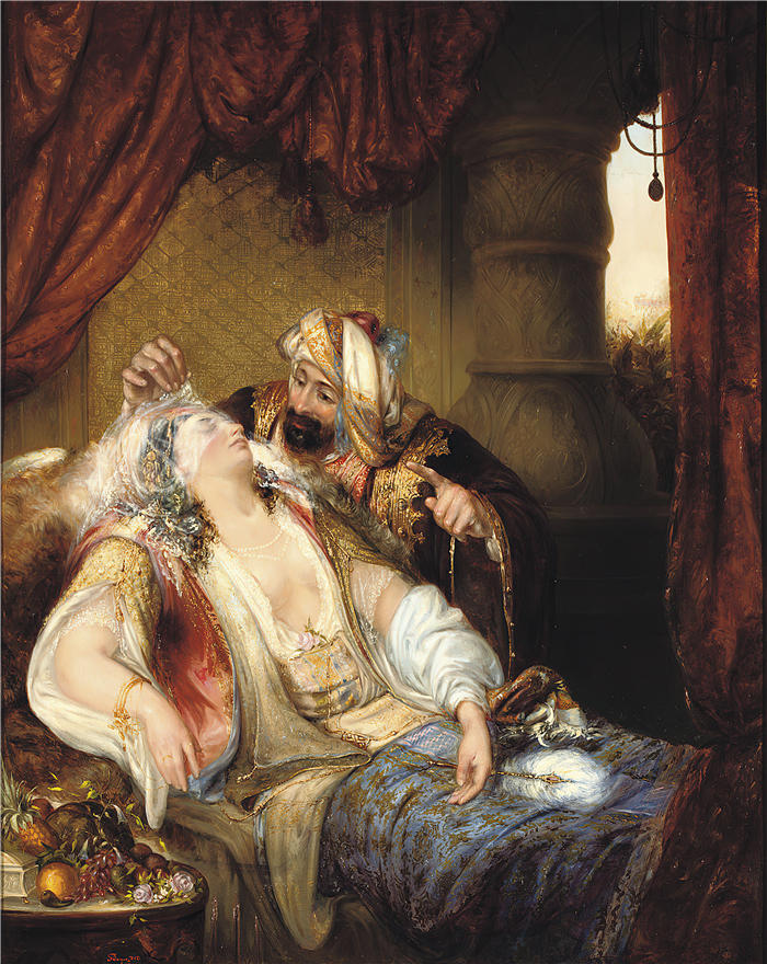 朱利叶斯·维克多·伯杰（Julius Victor Berger，奥地利画家，1850–1902年）作品-后宫的访客