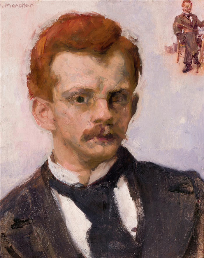 约瑟夫·梅霍夫（Józef Mehoffer，波兰画家）作品-《自画像（约 1898 年）》