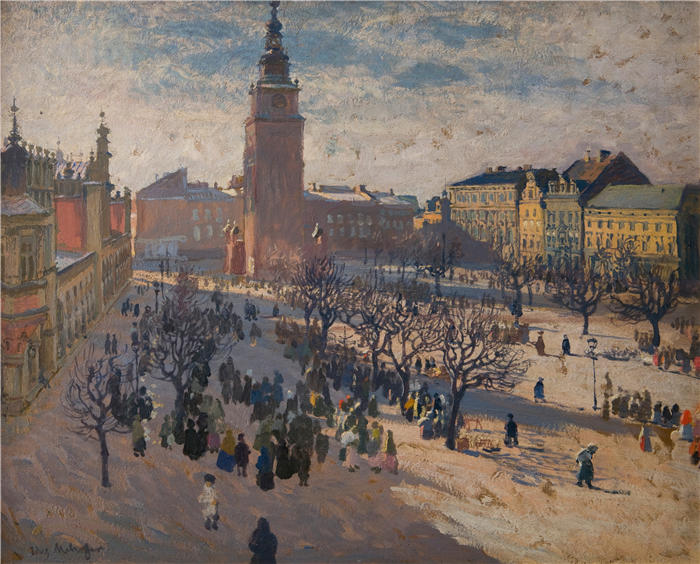 约瑟夫·梅霍夫(Józef Mehoffer,波兰画家)作品-《克拉科夫的主要市场广场(1903 年)》