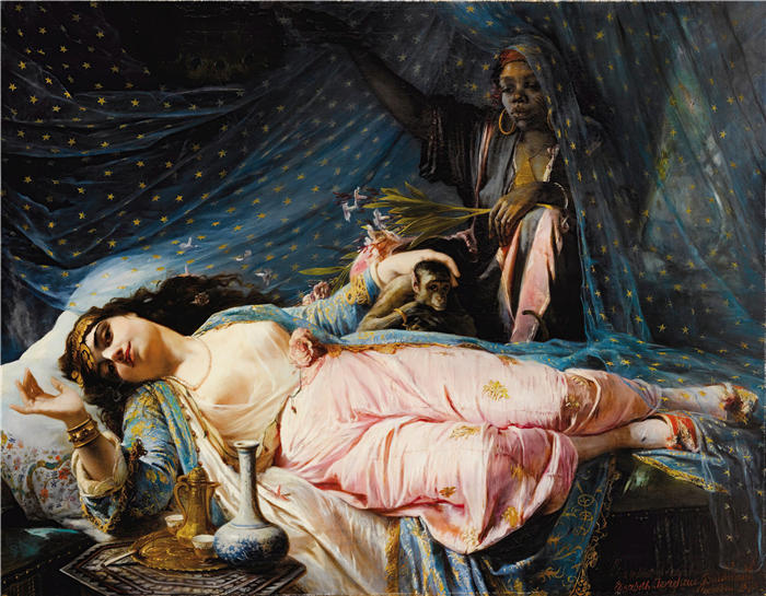 伊丽莎白·杰里乔·鲍曼（Elisabeth Jerichau Baumann,波兰画家）作品-《纳兹利哈努姆公主 (1875)》