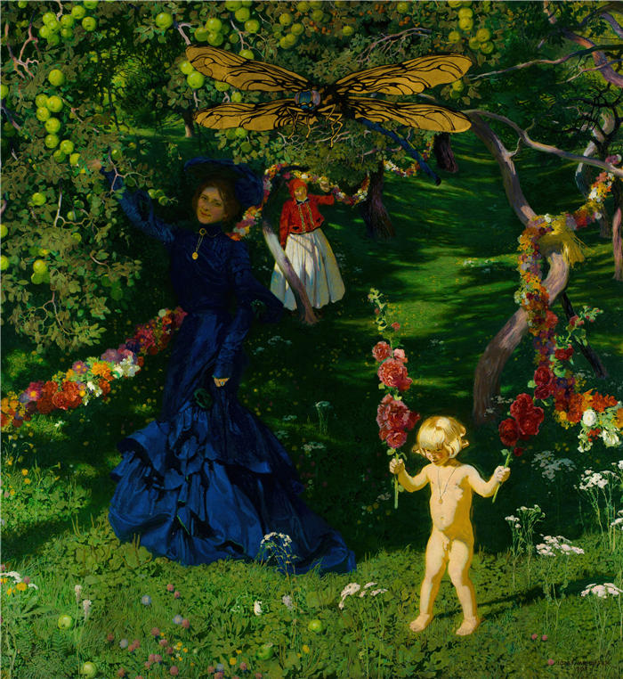 约瑟夫·梅霍夫(Józef Mehoffer,波兰画家)作品-《奇怪的花园(1903)》