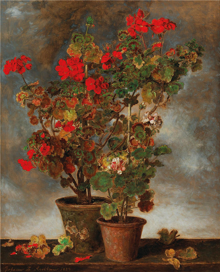 约翰·巴普蒂斯特·雷特（Johann Baptist Reiter,奥地利画家）高清作品-《天竺葵 (1884)》
