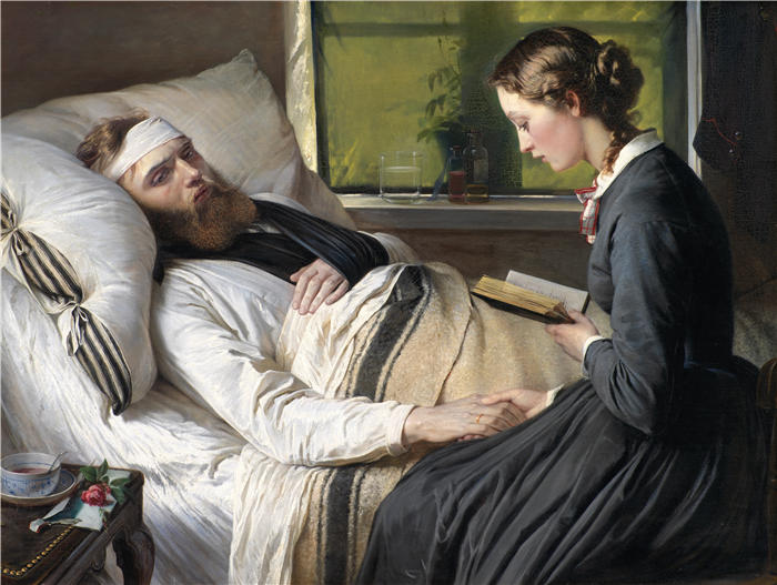 伊丽莎白·杰里乔·鲍曼(Elisabeth Jerichau Baumann,波兰画家)作品-《受伤的丹麦士兵 (1865)》