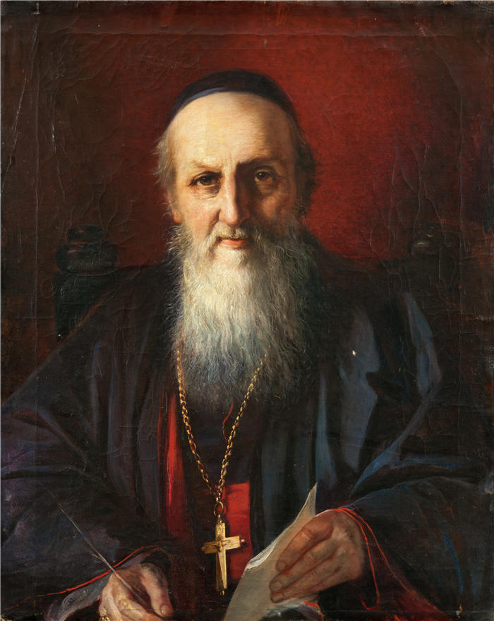 伊丽莎白·杰里乔·鲍曼（Elisabeth Jerichau Baumann,波兰画家）作品-《亚美尼亚主教 Adoardo（1800 年）》