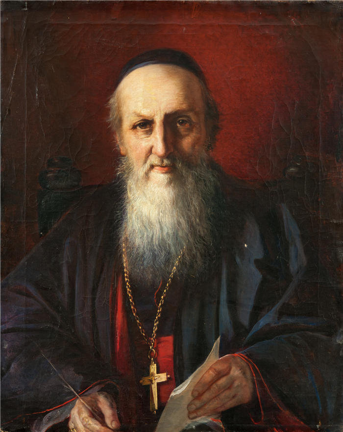 伊丽莎白·杰里乔·鲍曼(Elisabeth Jerichau Baumann,波兰画家)作品-《亚美尼亚主教 Adoardo(1800 年)》