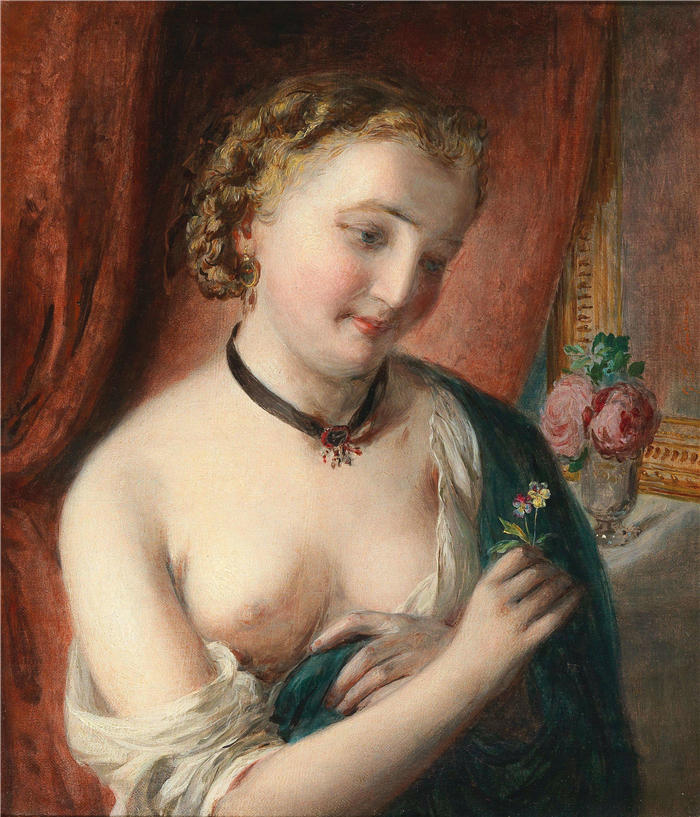 约翰·巴普蒂斯特·雷特（Johann Baptist Reiter,奥地利画家）高清作品-《一个女孩的肖像》