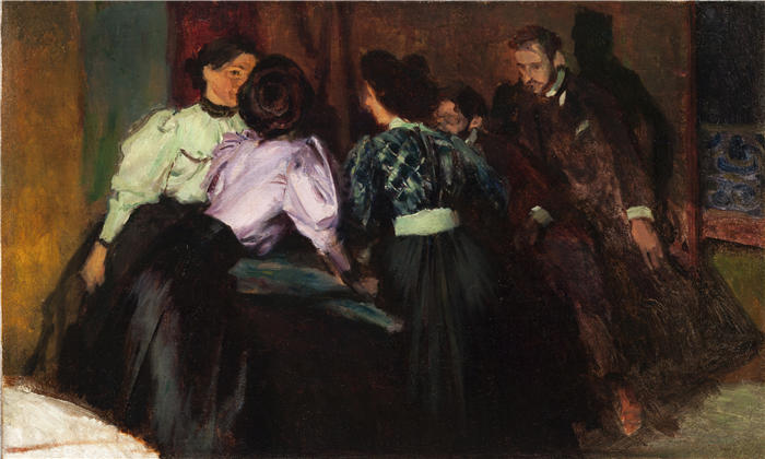 约瑟夫·梅霍夫（Józef Mehoffer，波兰画家）作品-《素描“对话”（1895 年）》