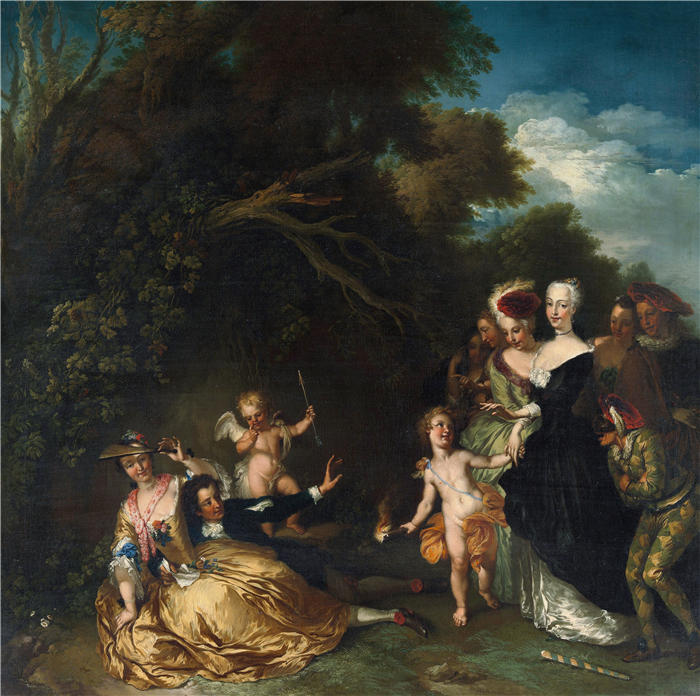 迪特里希(Christian Wilhelm Ernst Dietrich,德国画家)作品-《惊讶或不忠被发现》
