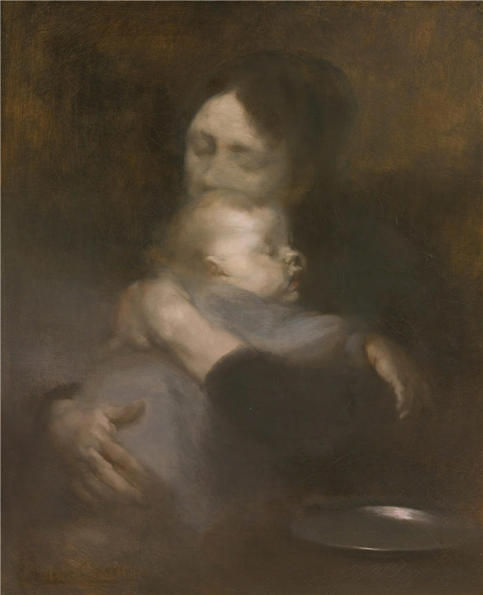 欧仁·卡里尔（Eugène Carriere，法国画家）高清作品-《产妇 (tendresse)》