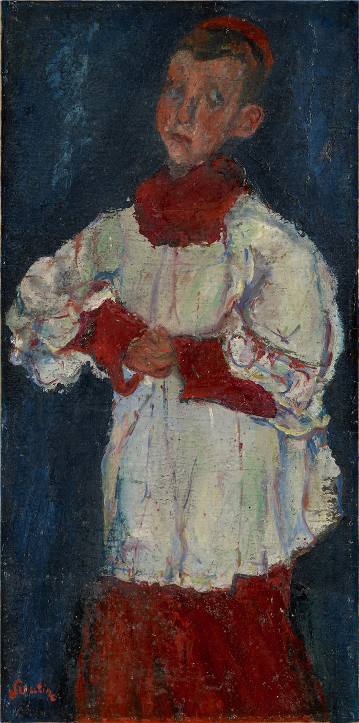 柴姆苏丁（Chaïm Soutine，俄罗斯画家）高清作品-《唱诗班男孩 (1927)》