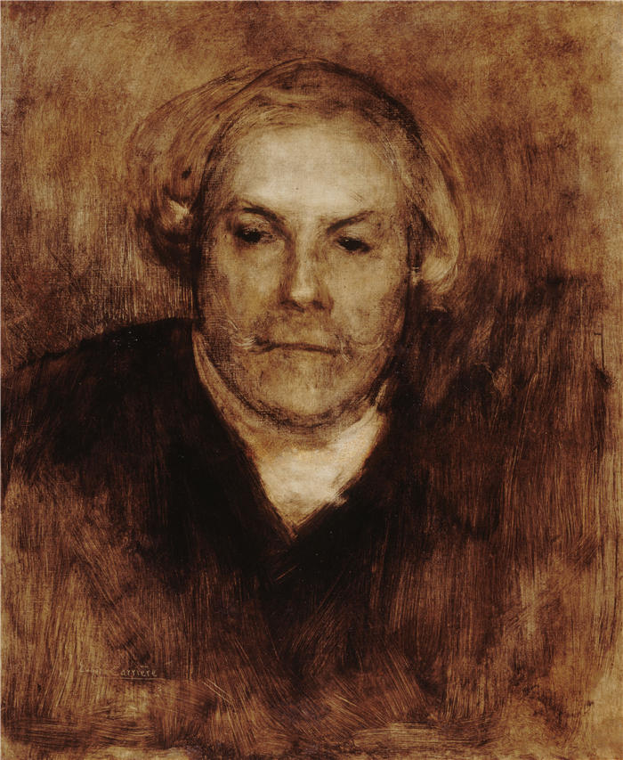 欧仁·卡里尔(Eugène Carriere,法国画家)高清作品-《肖像 d'Edmond de Goncourt (1880)》
