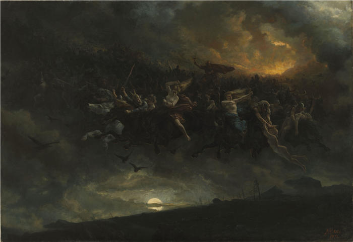 彼得·尼古拉·阿尔博（Peter Nicolai Arbo，挪威画家）高清作品-《奥丁的狂猎（1872）》