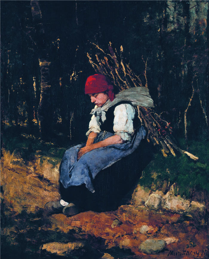 米哈伊·蒙卡奇（Mihály Munkácsy，匈牙利画家）作品-《背着柴的女人（1873）》