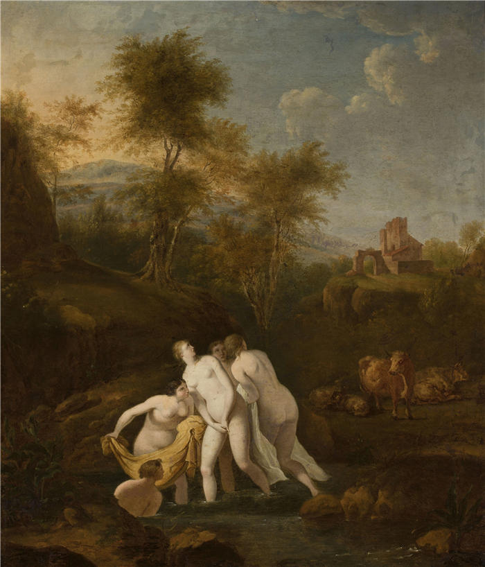 迪特里希（Christian Wilhelm Ernst Dietrich，德国画家）作品-《仙女浴 (1763)》