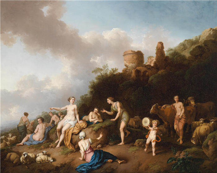 迪特里希（Christian Wilhelm Ernst Dietrich，德国画家）作品-《戴安娜和她的仙女的田园风光（1754）》
