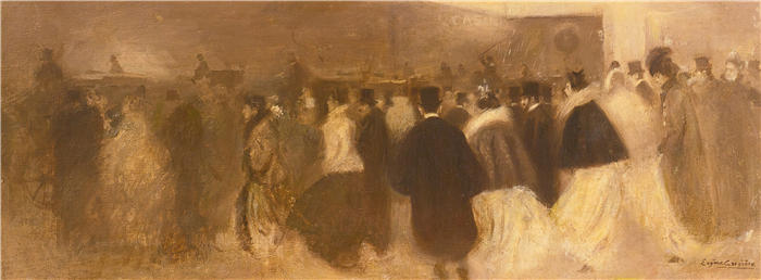 欧仁·卡里尔（Eugène Carriere，法国画家）高清作品-《剧院》