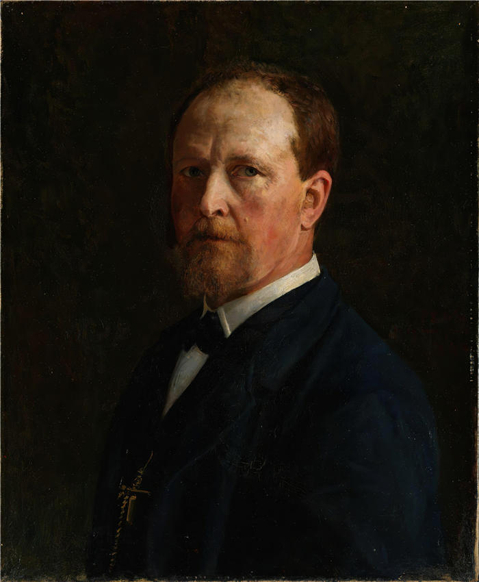 彼得·尼古拉·阿尔博（Peter Nicolai Arbo，挪威画家）高清作品-《自画像（1884）》