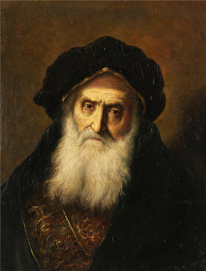 迪特里希（Christian Wilhelm Ernst Dietrich，德国画家）作品-《一个老犹太人的肖像》
