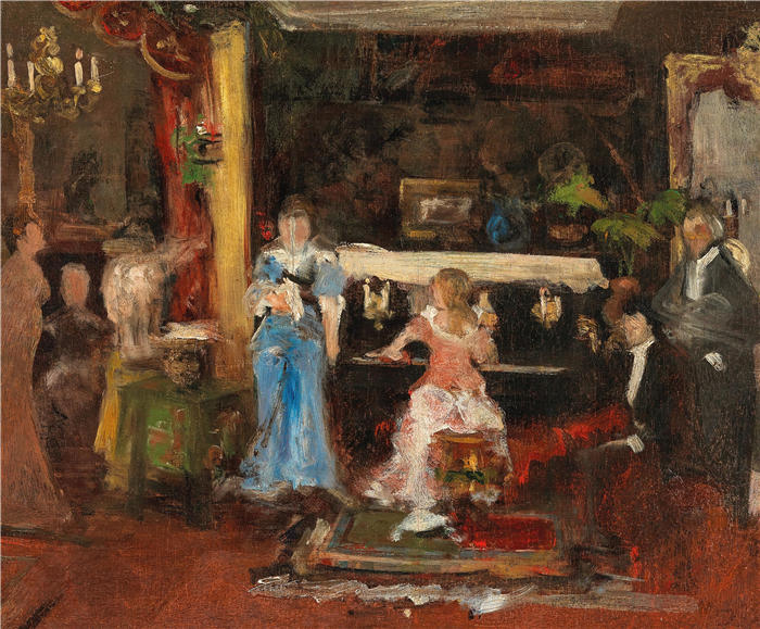米哈伊·蒙卡奇（Mihály Munkácsy，匈牙利画家）作品-《私人沙龙音乐晚会》