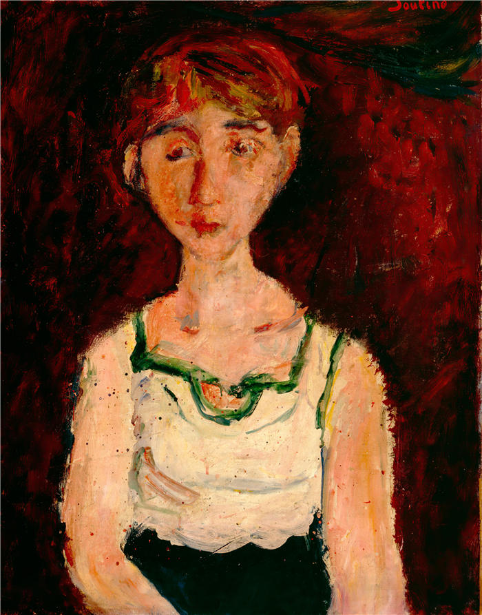 柴姆苏丁(Chaïm Soutine,俄罗斯画家)高清作品-《小女孩(1894 年至 1943 年间)》