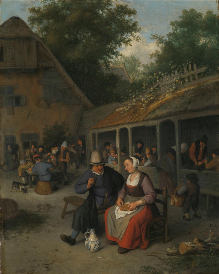 科内利斯·杜萨特(Cornelis Dusart,荷兰画家)作品-乡村旅馆 (1690)