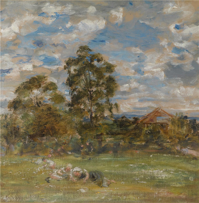 威廉·麦克塔格特(William McTaggart,苏格兰画家)作品-《花园里的夏天,布鲁米克诺》