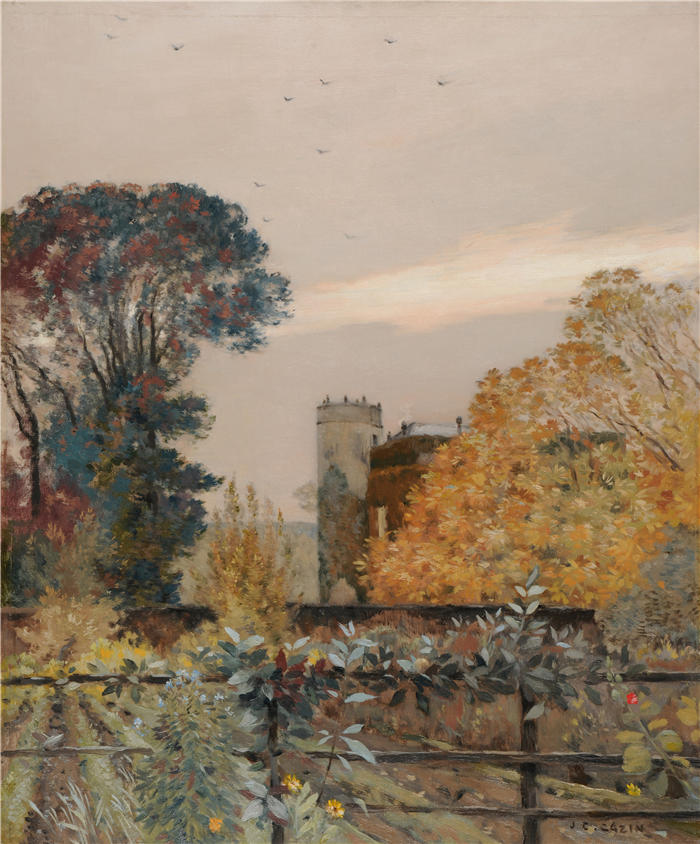 让·查尔斯·卡津（Jean Charles Cazin，法国画家）高清作品-《苏格兰城堡 (1871)》