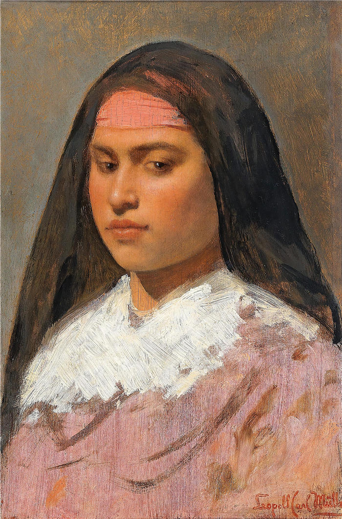 利奥波德·卡尔·穆勒 (Leopold Carl Müller，奥地利画家)高清作品-《 东方女性肖像》