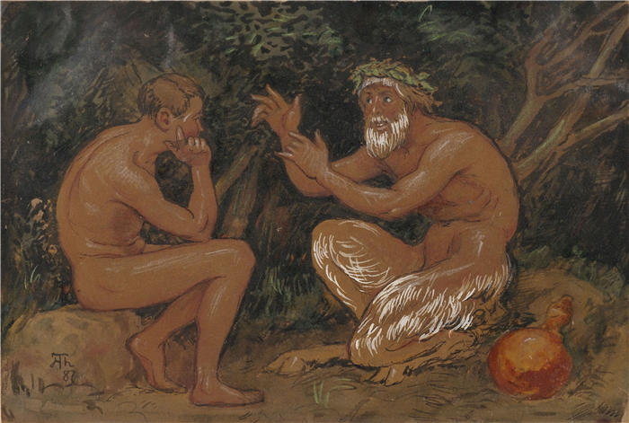 汉斯·托马（Hans Thoma，德国画家）高清作品-《农牧与丛林 (1887)》