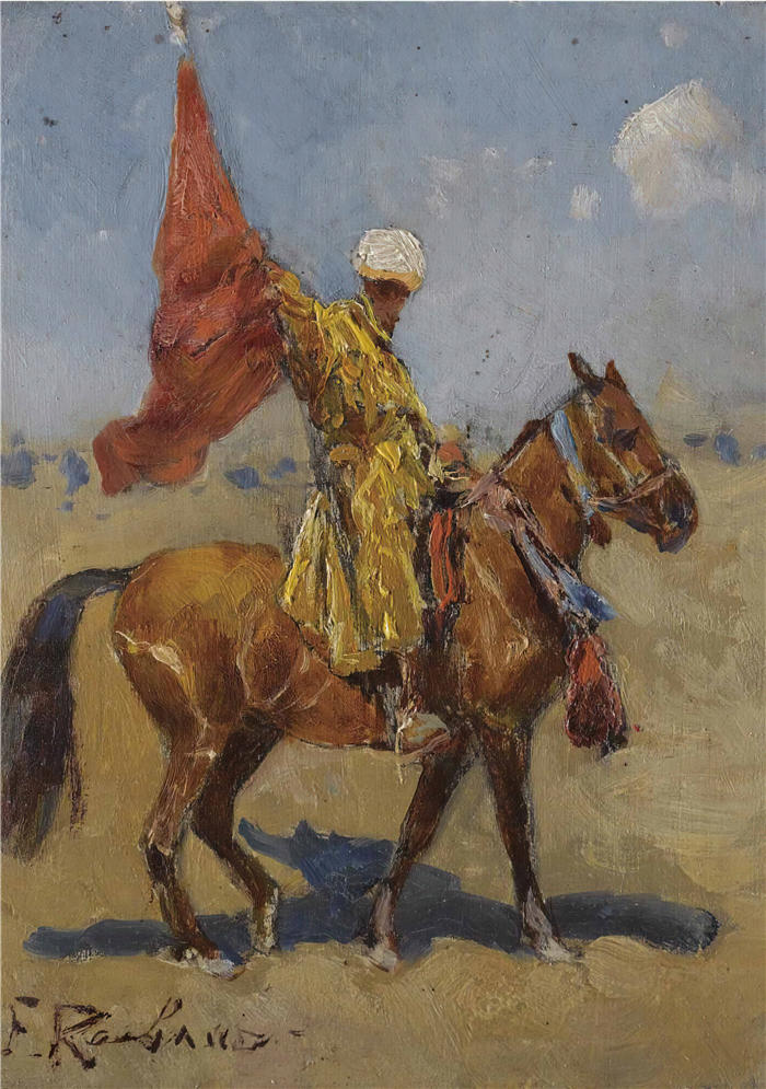弗朗茨·鲁博（Franz Roubaud，俄罗斯画家）高清作品-《旗手》