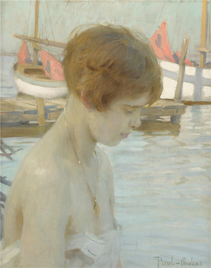 保罗·埃米尔·查巴斯（Paul Émile Chabas，法国画家）高清作品-《港口的年轻女孩》