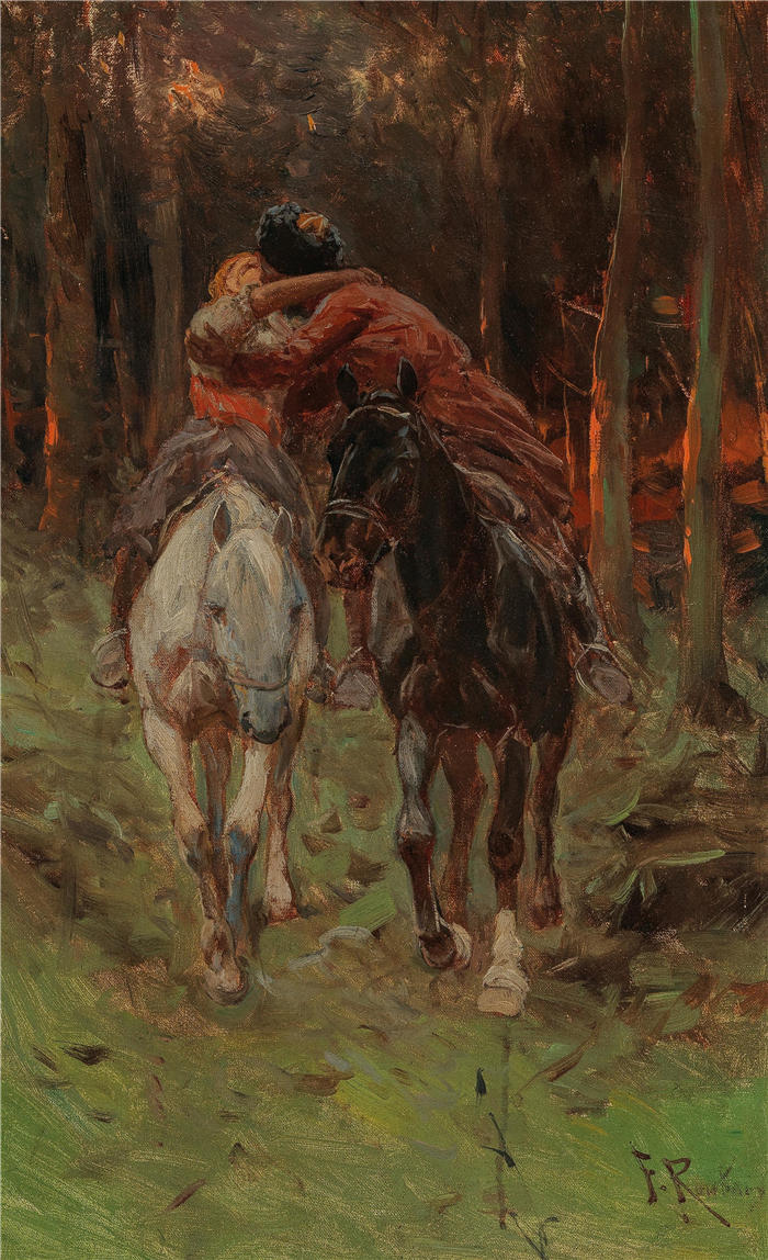 弗朗茨·鲁博（Franz Roubaud，俄罗斯画家）高清作品-《这个吻》