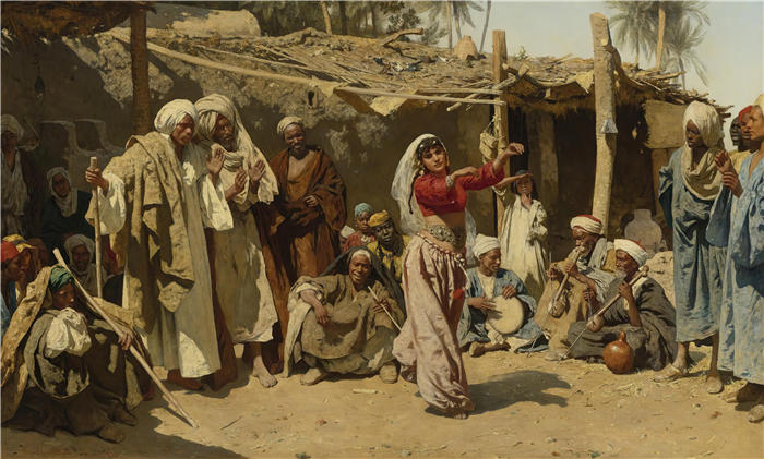 利奥波德·卡尔·穆勒 (Leopold Carl Müller，奥地利画家)高清作品-《 almée 的崇拜者 (Egyptische tänzerin) (1882)》