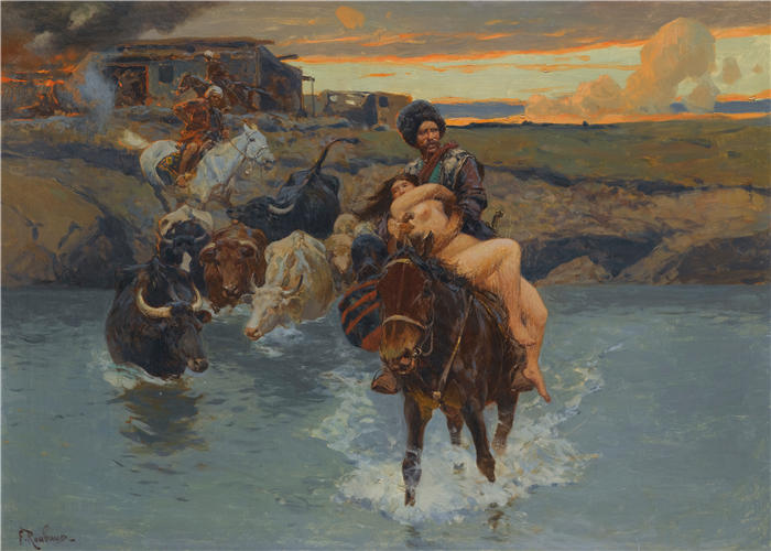 弗朗茨·鲁博（Franz Roubaud，俄罗斯画家）高清作品-《绑 架》