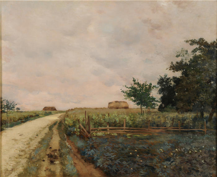 让·查尔斯·卡津（Jean Charles Cazin，法国画家）高清作品-《公路（塞纳-马恩）》