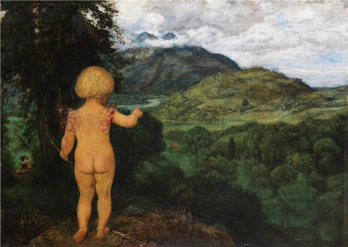 汉斯·托马（Hans Thoma，德国画家）高清作品-《丘比特发现了恋人（1886）》
