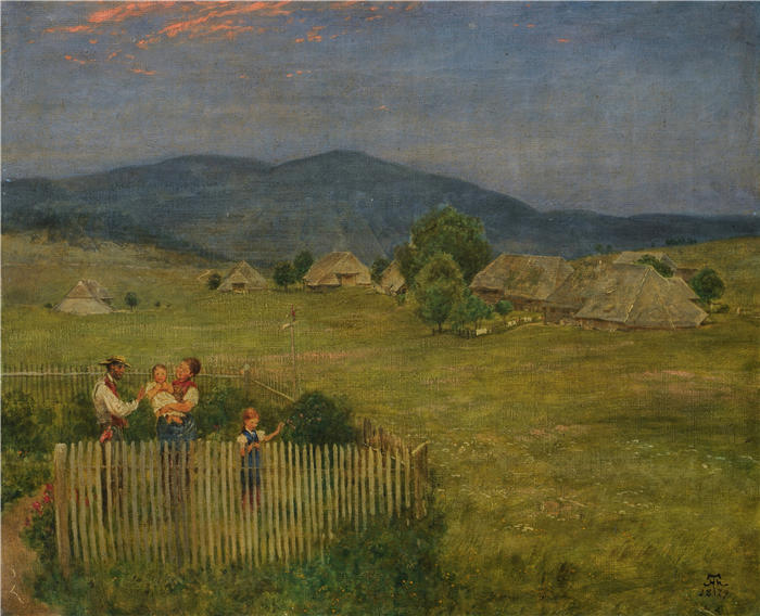 汉斯·托马（Hans Thoma，德国画家）高清作品-《黑森林里的小花园（1879）》