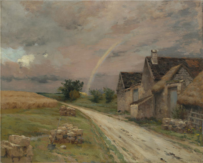 让·查尔斯·卡津（Jean Charles Cazin，法国画家）高清作品-《彩虹，Achères la Forêt (1883)》