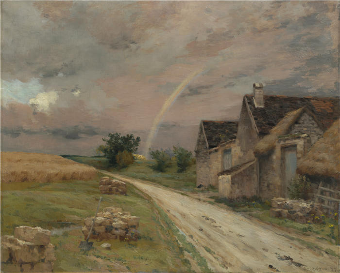 让·查尔斯·卡津(Jean Charles Cazin,法国画家)高清作品-《彩虹,Achères la Forêt (1883)》