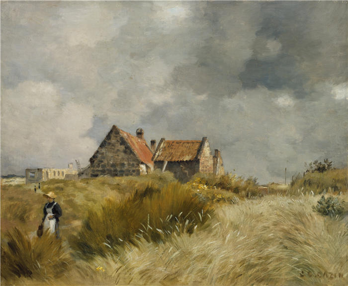 让·查尔斯·卡津(Jean Charles Cazin,法国画家)高清作品-《沙丘中的小屋》